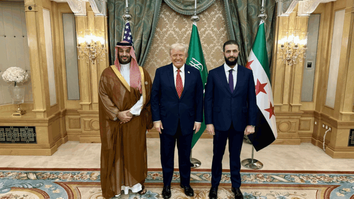 US President Trump, at the invitation of Saudi Crown Prince Mohammed bin Salman, met with Syrian President Ahmad al-Sharaa in May 2025. Source: Karoline Leavitt /Twitter: @PressSec